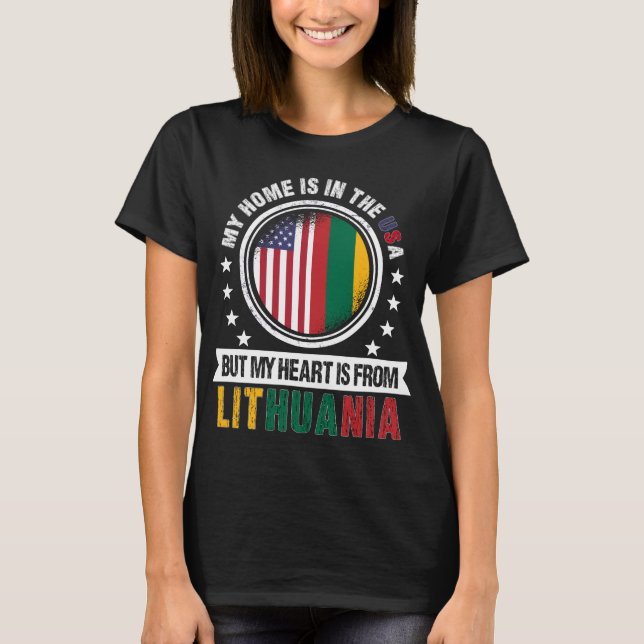 American Lithuanian Flag Heart Lithuania Patriot T-Shirt (Vorderseite)