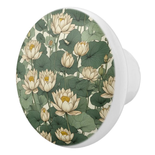 American Lotus Blume Muster Keramikknauf (Rechts)
