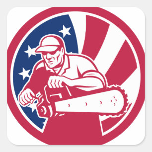 American Lumberjack USA Flag Icon Quadratischer Aufkleber