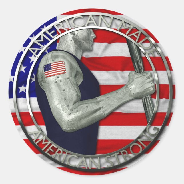American Made American Strong Runder Aufkleber (Vorderseite)