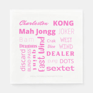 American Mah Jongg Papierserviette mit rosa Worten