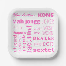 American Mah Jongg Papiertüte mit rosa Worten