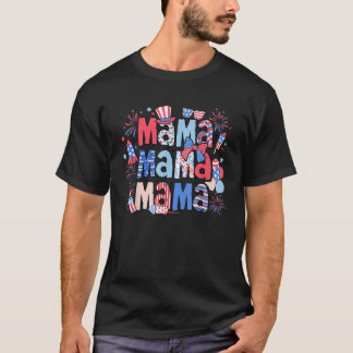 American Mama Happy 4. Juli American Flag Mama T-Shirt