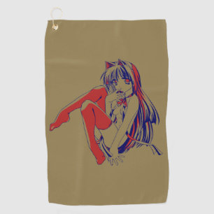 American Manga Neko Catgirl Kawaii Anime Golfhandtuch