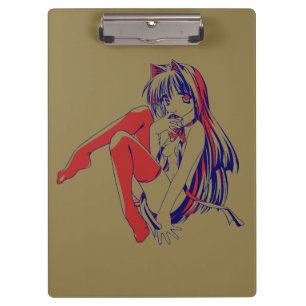 American Manga Neko Catgirl Kawaii Anime Klemmbrett