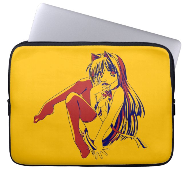 American Manga Neko Catgirl Kawaii Anime Laptopschutzhülle (Vorderseite)