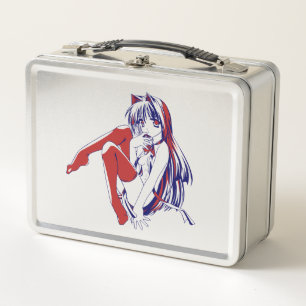 American Manga Neko Catgirl Kawaii Anime Metall Brotdose