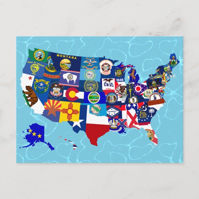 American Map State Flags Mosaik Postkarte (Vorderseite)