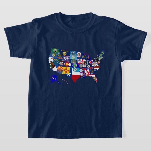 American Map State Flags Mosaik T-Shirt (Ablage )