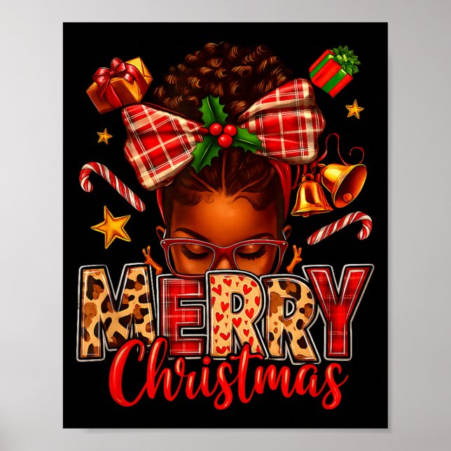 American Melanin Afro Sleigh Queen Christmas Afric Poster (Vorne)