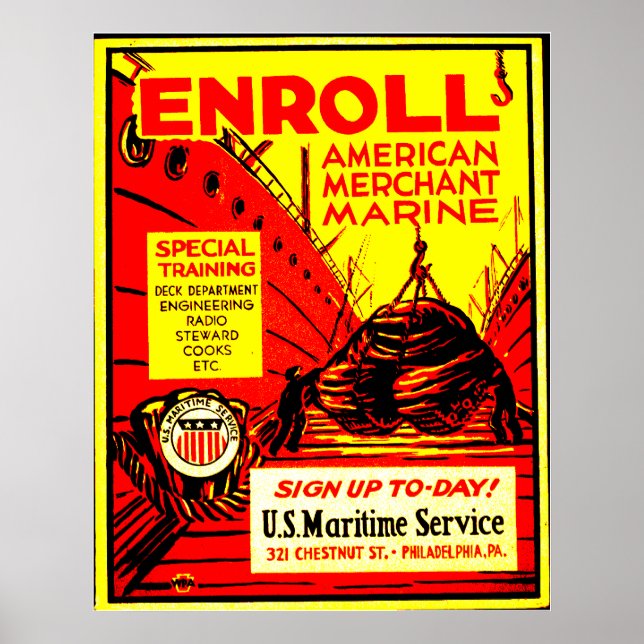 American Merchant Marine - Heute anmelden ! Poster (Vorne)