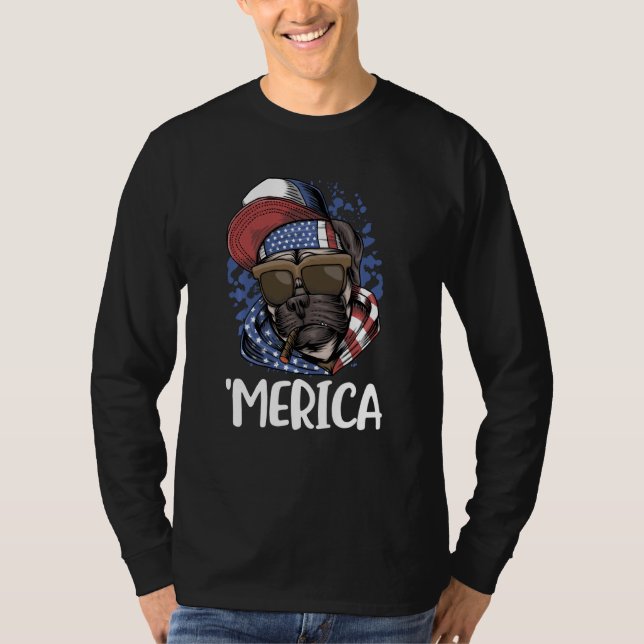 American Mops Usa 4. Juli Patriotic Red White Blue T-Shirt (Vorderseite)
