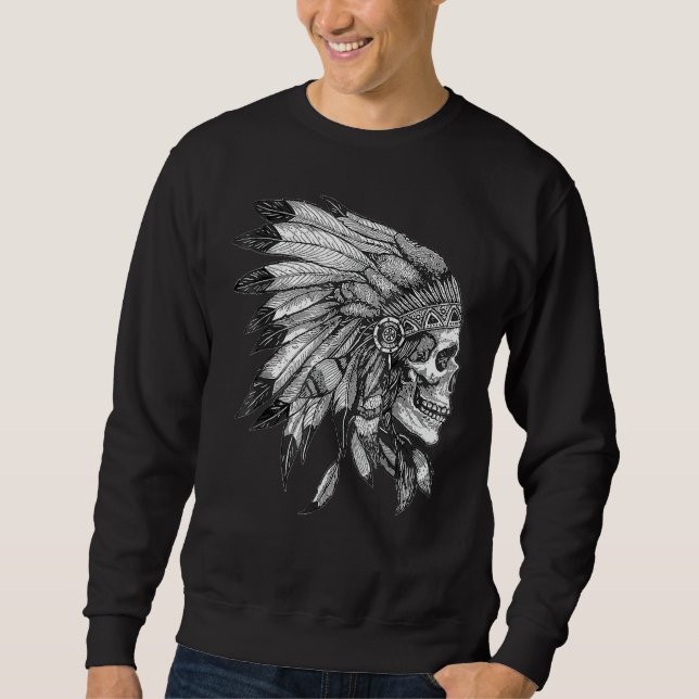 American Motorrad Skull Indischer Adler Chie Sweatshirt (Vorderseite)