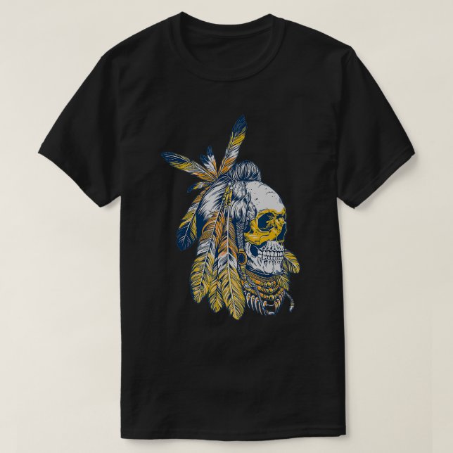 American Motorrad Skull Indischer Adler Chie T-Shirt (Design vorne)