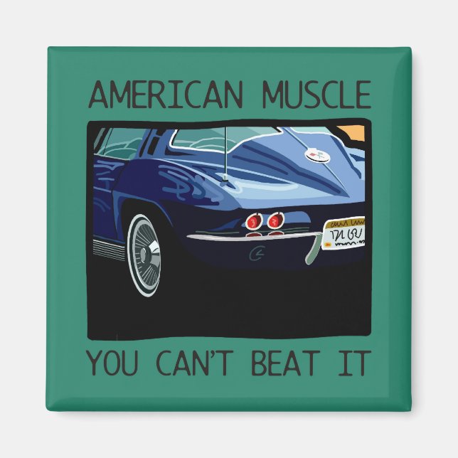 American muscar, klassisch und Vintag blau V8 Magnet (Vorne)