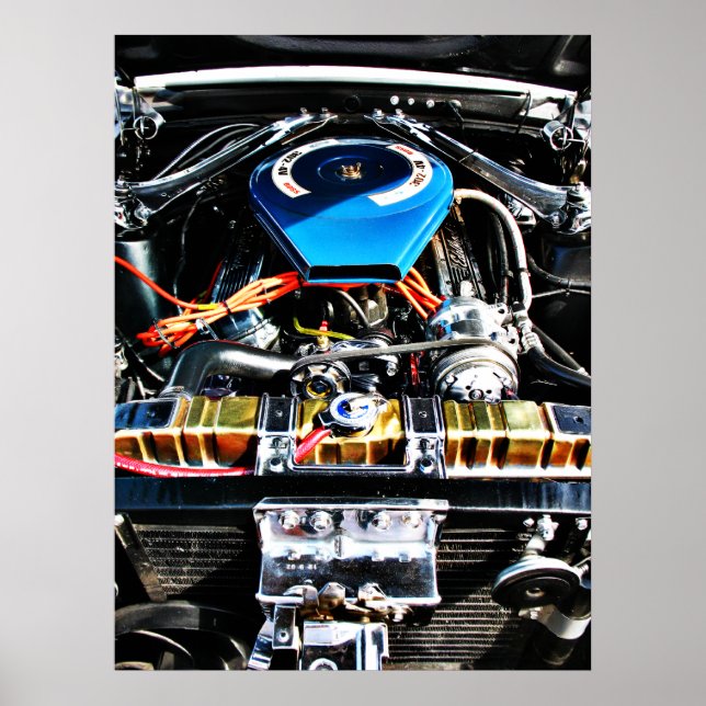 American Muscle Car Motor Poster (Vorne)