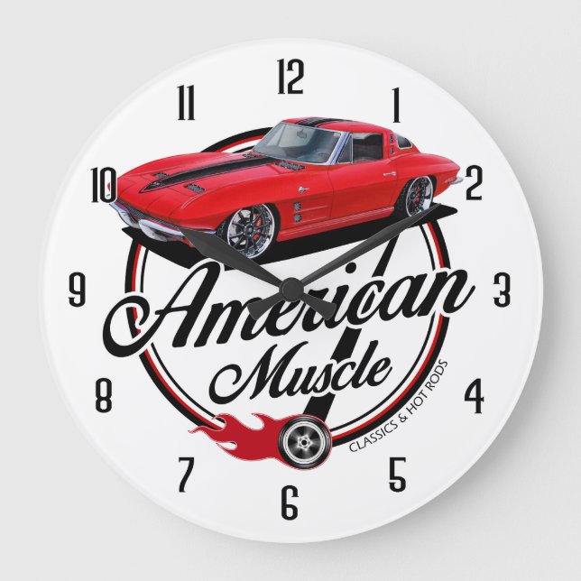 American Muscle Stingray Große Wanduhr (Vorderseite)