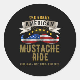 American Mustache Ride 4. Juli für Patriotic B Runder Aufkleber