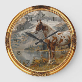 American Mustang Wild Horse Western Wall Clock Große Wanduhr