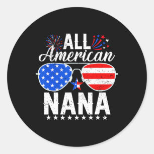 American Nana Funny 4. Juli Familie Matching 1 Runder Aufkleber