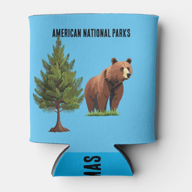American National Park Brown Bear Pine Tree Dosenkühler (Vorderseite)