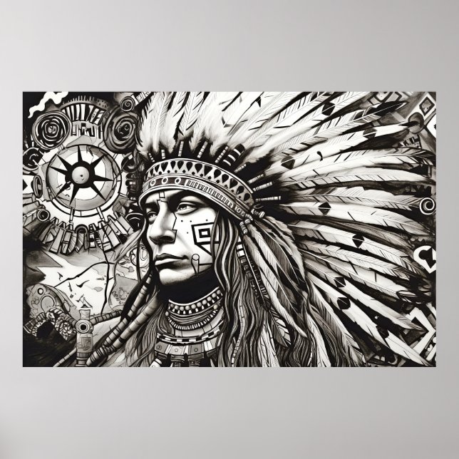 American Native Indian Friedlich Nature Prairie Ar Poster (Vorne)
