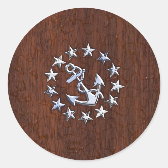 American Nautic Yacht Flag Wet Look Runder Aufkleber (Vorderseite)