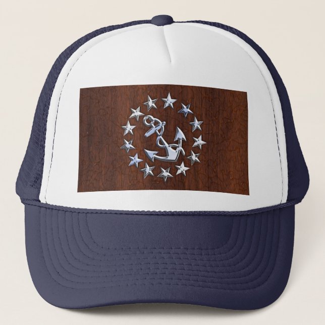American Nautic Yacht Flag Wet Look Truckerkappe (Vorderseite)