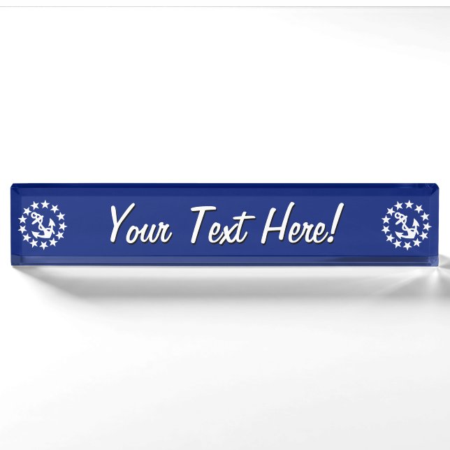 American Nautical Yacht Flag Navy Blue Decor Namensplakette (Vorderseite)