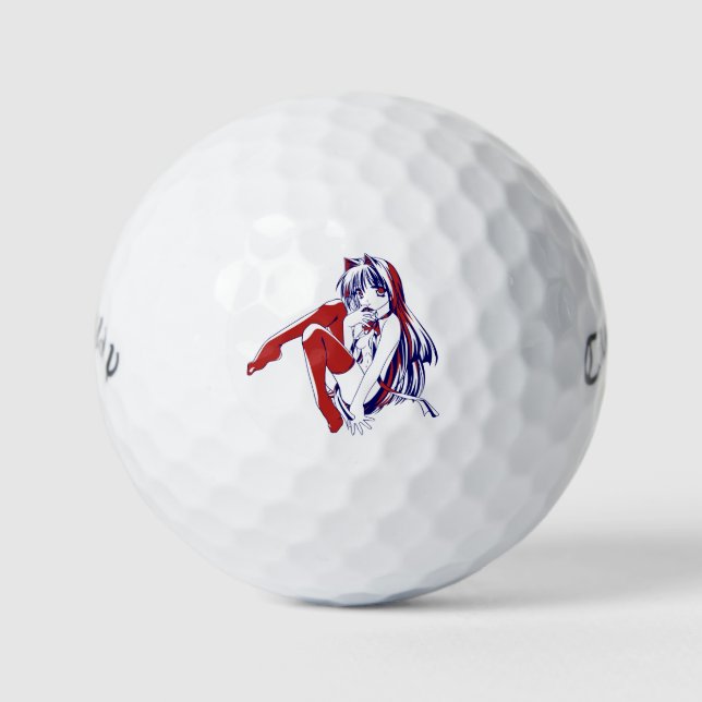 American Neko Catgirl Furry Anime Loli Slave Golfball (Vorderseite)