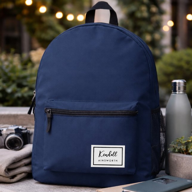 American Nostalgia Classic Simple Minimal Blue Bedruckter Rucksack (A minimalist personalized backpack that keeps everyday essentials organized in style)