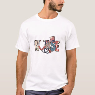 American Nurse 4. Juli Patriotic USA Flag Nurs T-Shirt