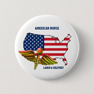 American Nurse   Arbeit & Lieferung Patriotisches  Button
