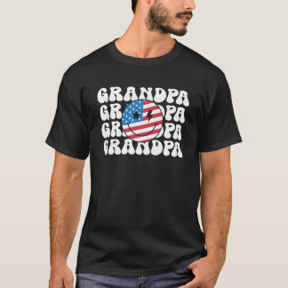 American Opa Retro Groovy 4. Juli Smile Fa T-Shirt