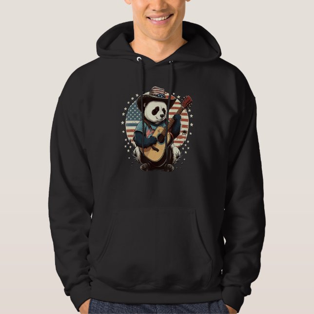 American Panda Guitar USA County Music Hoodie (Vorderseite)