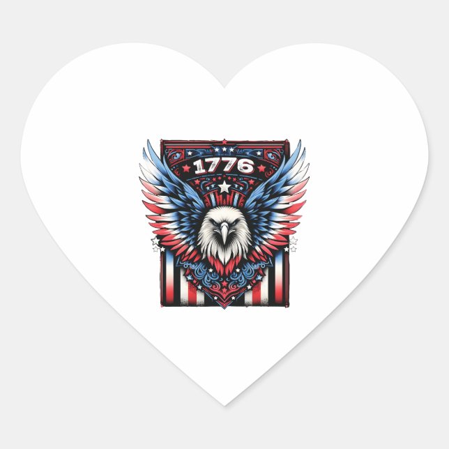 American Patriot 1776 Eagle Design Collections Herz-Aufkleber (Vorderseite)