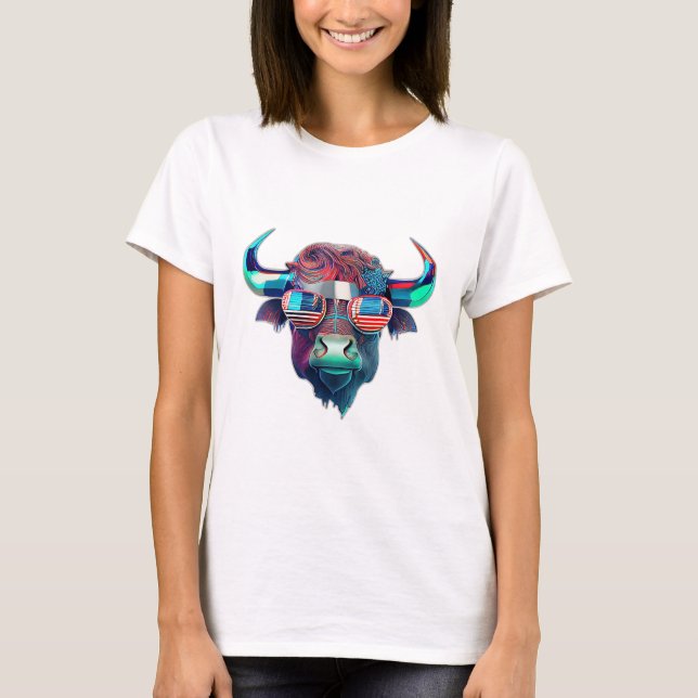 American Patriot Bull Cow Buffalo T-Shirt (Vorderseite)