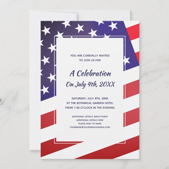 American Patriot Classic 4. Juli US-Flagge Einladung (Vorderseite)