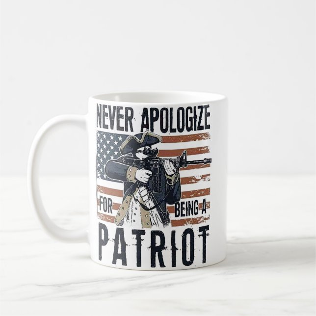 American Patriot "Never Apologize" Minutemen  Kaffeetasse (Links)