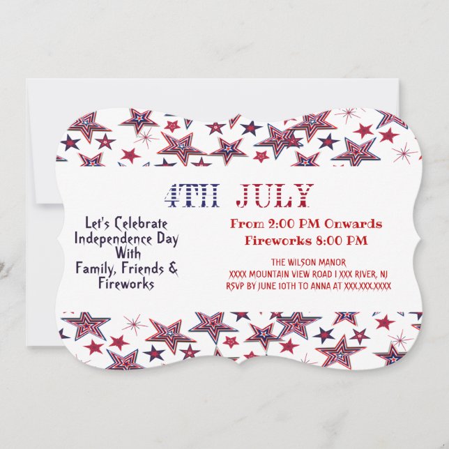 American Patriotic 4. Juli Stars Party Einladung (Vorderseite)