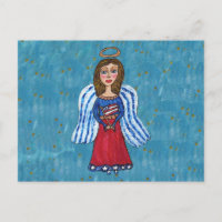 American Patriotic Angel Holding USA Flag Stars