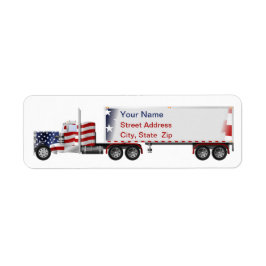 American Patriotic Big Rig Truck Address Labels