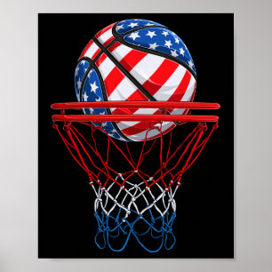 American Patriotic Bysketbyll 4. Juli US-Flagge Poster