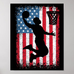American Patriotic Bysketbyll 4. Juli US-Flagge Poster