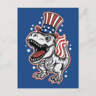 American Patriotic Dinosaurier Postkarte