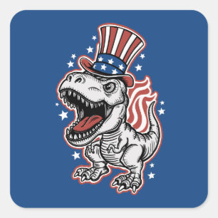 American Patriotic Dinosaurier Quadratischer Aufkleber