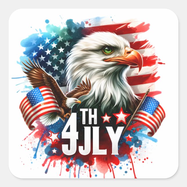 American Patriotic Eagle Sublimation-61905 Quadratischer Aufkleber (Vorderseite)