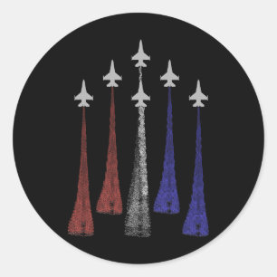 American Patriotic Fighter Jets USA 4. Juli Mi Runder Aufkleber