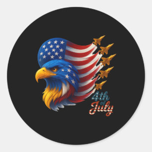 American Patriotic Fighting Jets Usa Flag Adler 4. Runder Aufkleber