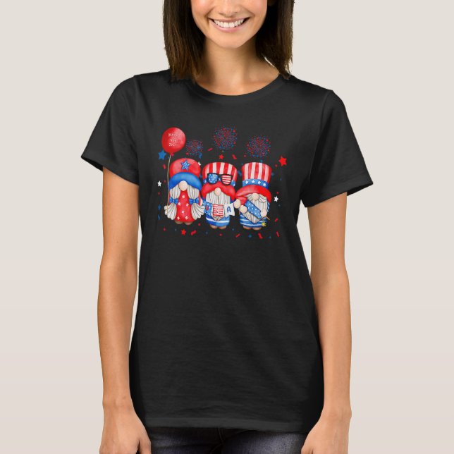 American Patriotic Gnomes USA Independence Day 4th T-Shirt (Vorderseite)